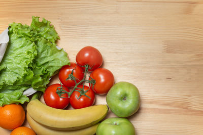 High angle view of vegetables on table