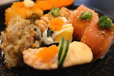 Close-up of food served in plate