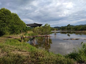 Scenic view of lake against sky