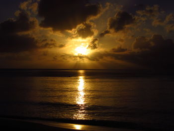 Scenic view of sea at sunset