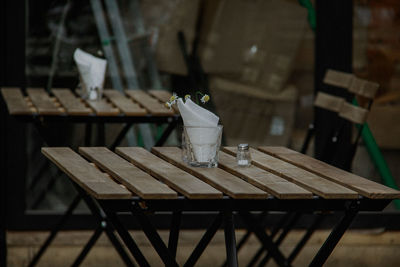 Chairs and tables in restaurant