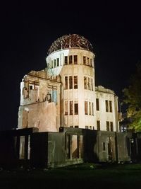 Low angle view of historical building against sky at night