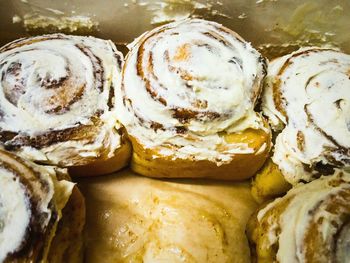 High angle view of cinnamon buns