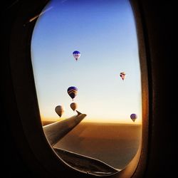 View of hot air balloon against clear sky