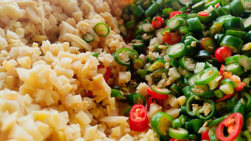 Full frame shot of chopped vegetables