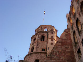 Low angle view of built structure against clear sky