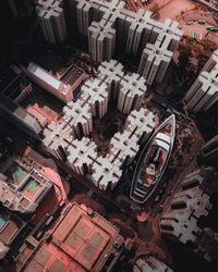 High angle view of buildings in city