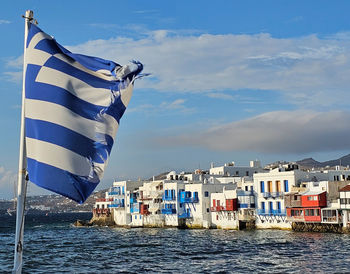 View of flag against cloudy sky