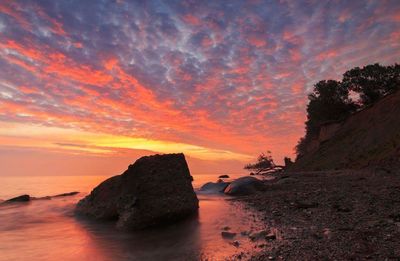 Scenic view of sea at sunset