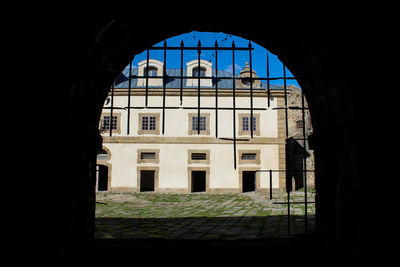 View of building through window