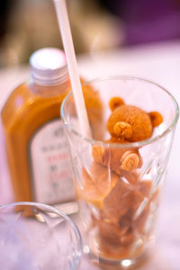 Close-up of drink in glass on table