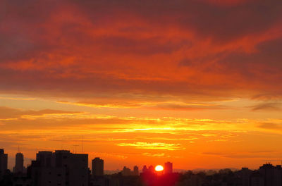 Silhouette buildings against sky during sunset