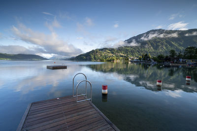 Scenic view of lake against sky