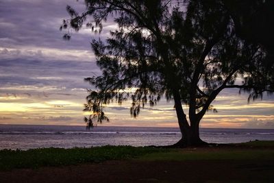 Scenic view of sea at sunset