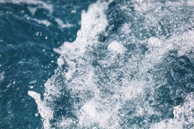 High angle view of snow on sea