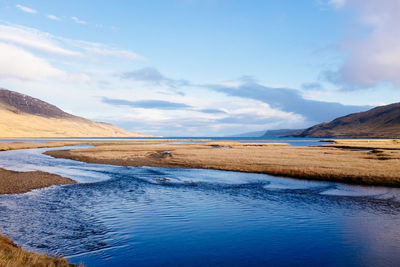 Scenic view of lake against sky