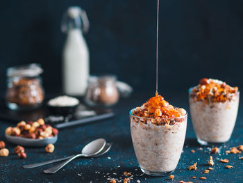 Close-up of ice cream on table