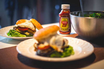 Close-up of food served in plate