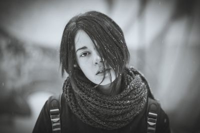 Black and white portrait of a girl 