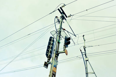 Low angle view of electricity pylon