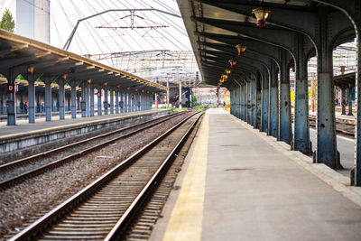 Empty railroad station platform