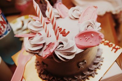 Close-up of cupcakes on table