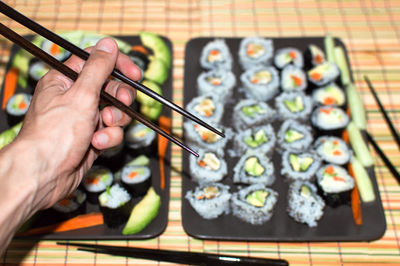 Close-up of person hand holding food