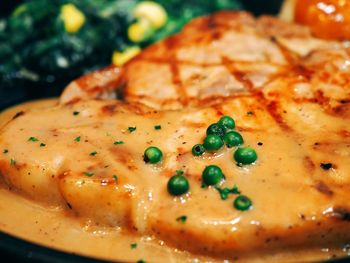 Close-up of food served in plate