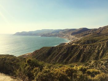 Scenic view of sea against clear sky