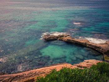 High angle view of sea shore