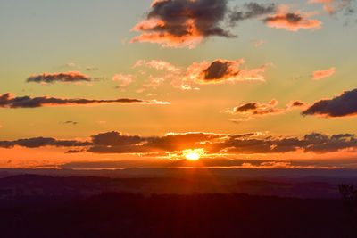 Scenic view of silhouette landscape against sky during sunset