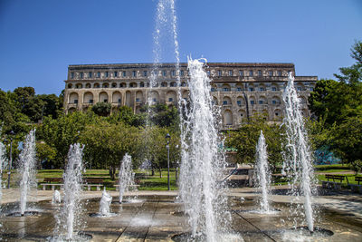 Fountain in front of building