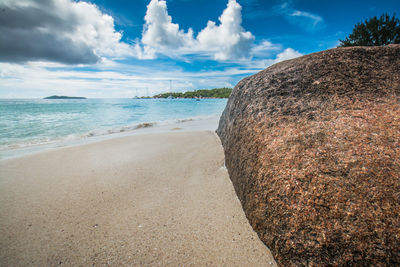 Scenic view of beach against sky