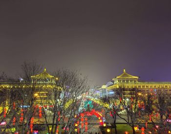 Illuminated city at night