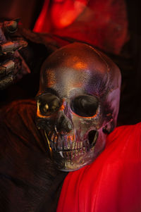 Close-up portrait of human skull