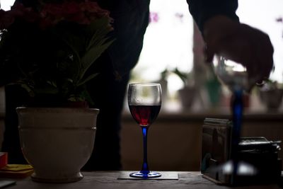 Close-up of wine glass on table