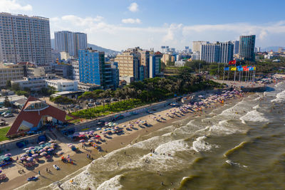 Aerial view of buildings in city