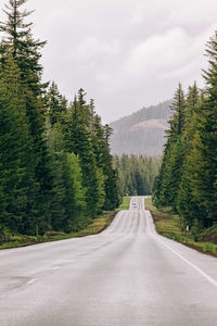 Road amidst trees against sky