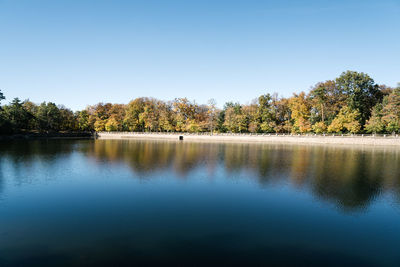 Scenic view of lake against clear sky