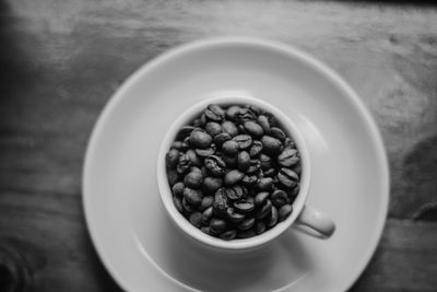 High angle view of roasted coffee on table