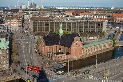 High angle view of city street