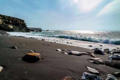 Scenic view of beach against sky