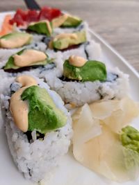 Close-up of served food in plate