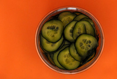 Directly above shot of fruits in glass