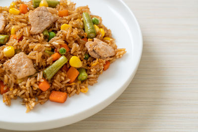 Close-up of food in plate on table