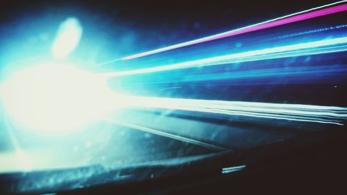 Close-up of illuminated car at night