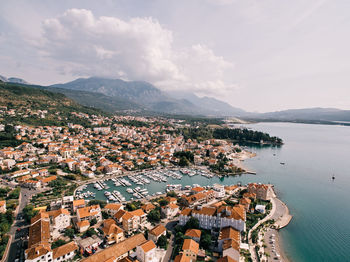 High angle view of townscape against sky