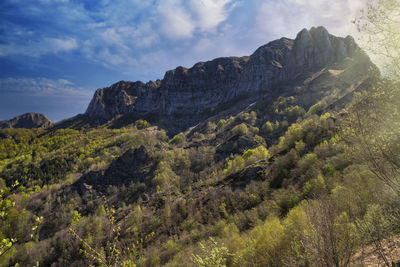 Rocky spur of the apuan alps in tuscany