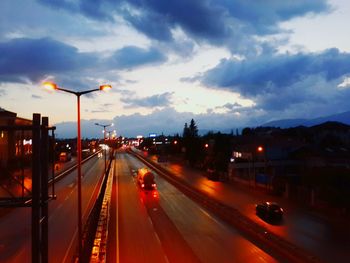 Traffic on road at night