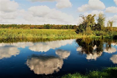 Scenic view of lake against sky